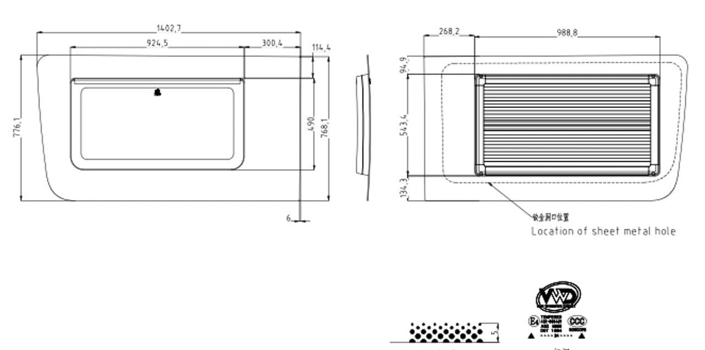 VWD 2007+ Mercedes Sprinter Driver Side Forward Premium Awning Van Window (SL101-AW)